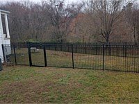 <b>5' high Black Residential Grade Ascot Royale Alumni-Guard Aluminum Fence with single arched gate</b>